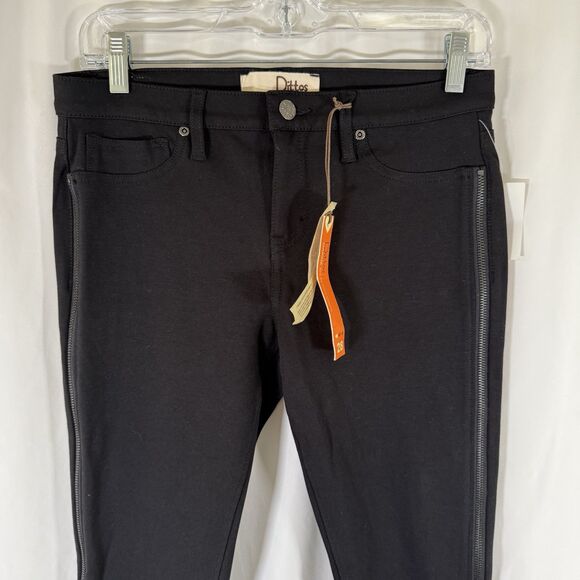 New Dittos Jeans Women's 28 Black Button ZIp Maxine Side Zip Ponte Leggings - Picture 2 of 12